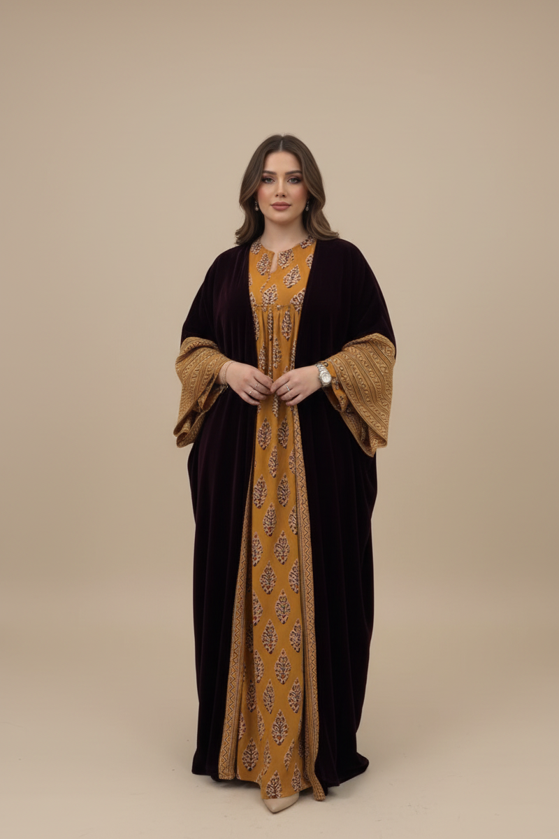 A34 - طقم ‏بشت من 3 قطع باللون العنابي الداكن والبرتقالي