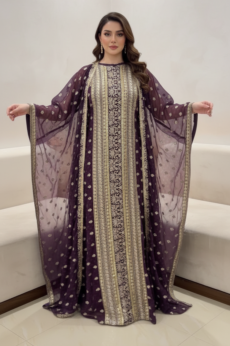 A96 – دراعة بشت مطرزة فاخرة – ٣ ألوان