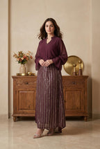 C94– طقم شيفون أنيق مع تنورة بنقشة مميزة – 4 ألوان