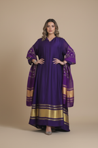 A72 – دراعة حرير كلاسيكية مع شال متناسق – طقم قطعتين (6 ألوان)