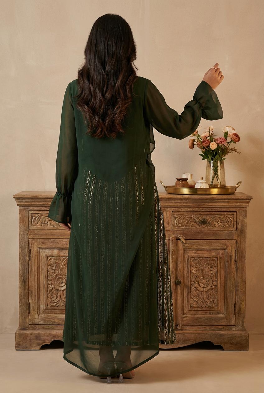 C94– طقم شيفون أنيق مع تنورة بنقشة مميزة – 4 ألوان