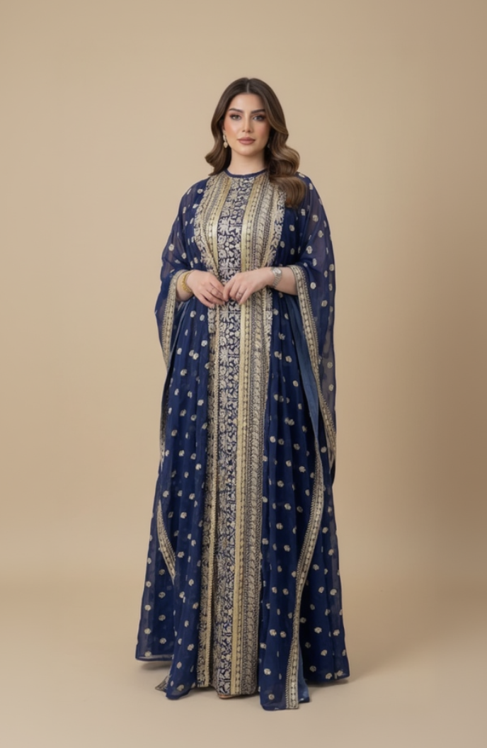 A96 – دراعة بشت مطرزة فاخرة – ٣ ألوان