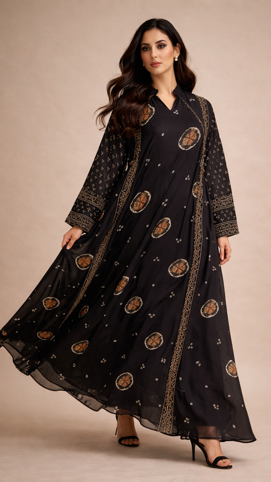 A110 – دراعة نوار هيريتدج فلو (لون واحد)