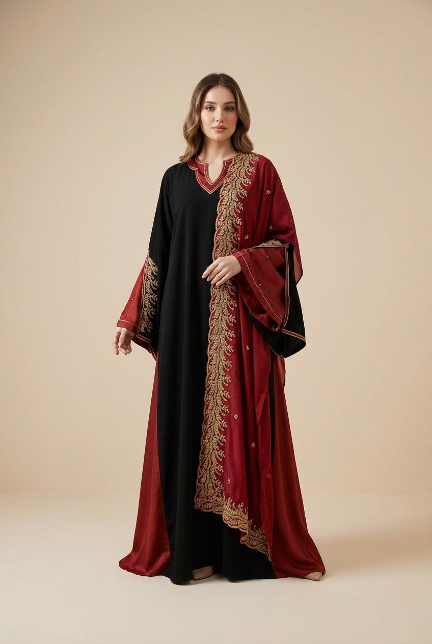 A98 –طقم دراعة أنيق من ٣ قطع مع شال متناسق