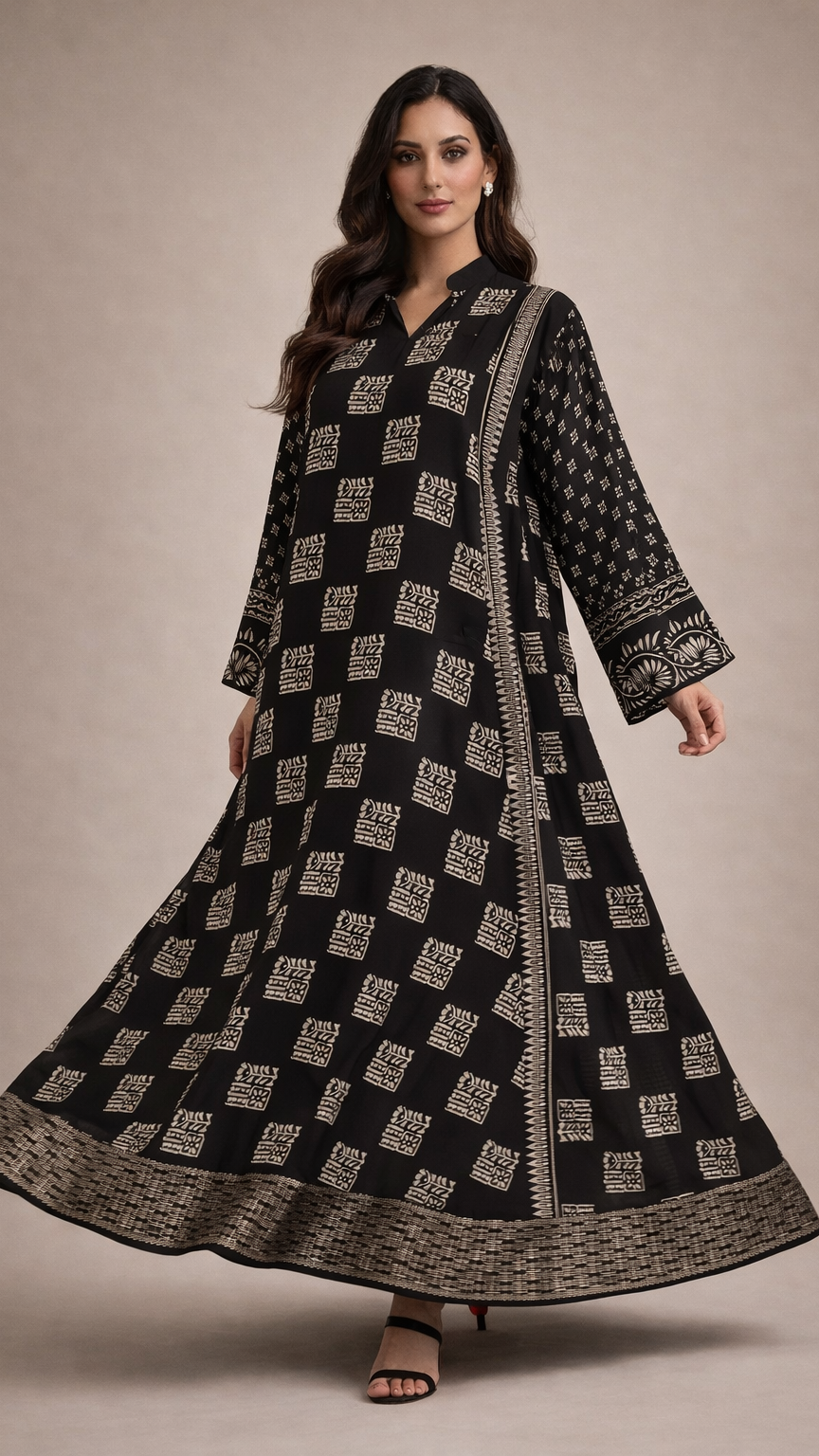 A108 – دراعة هيريتدج نوار (لون واحد)