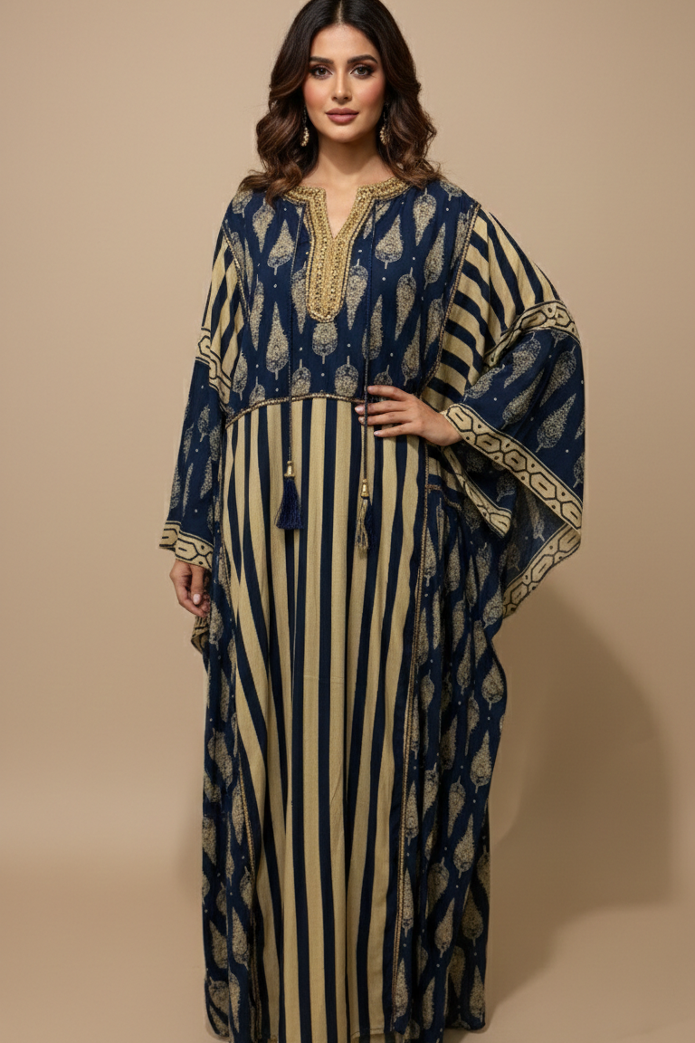 A73 – دراعة مخططة بنقوش ملكية – قطعة واحدة (4 ألوان)