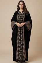 A29 - طقم بشت مخملي أسود وبيج من قطعتين