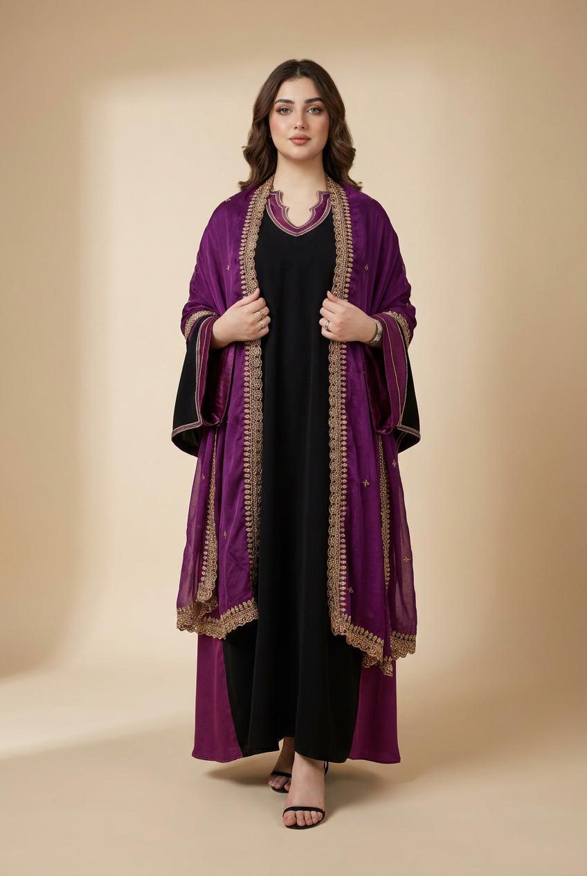 A98 –طقم دراعة أنيق من ٣ قطع مع شال متناسق