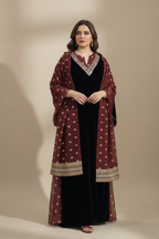 A50 – طقم ثلاث قطع باللون الخمري والأسود