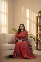 A70 – دراعة مطبعة مع شال متناسق – طقم قطعتين