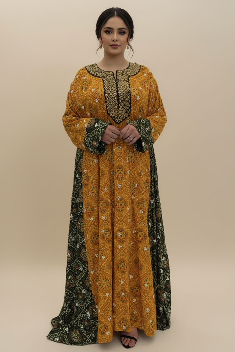 A68 – دراعة مطبعة بتصميم تراثي – قطعة واحدة