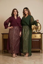 C94– طقم شيفون أنيق مع تنورة بنقشة مميزة – 4 ألوان